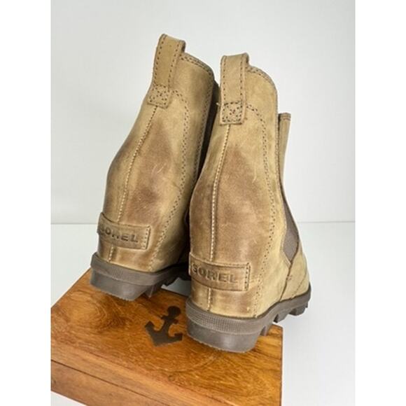 SOREL Joan of Arctic Waterproof Leather Tan Pull On Ankle Boots Sz 6.5 - Picture 5 of 7